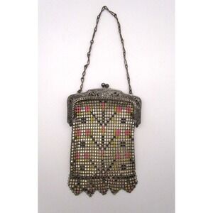 Whiting & Davis Antique Metal Mesh Purse Vintage Flapper Evening Bag Art Deco